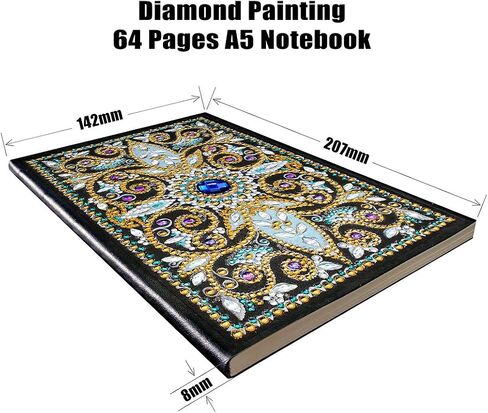 DIY 5D الماس الطلاء ماندالا زهرة الصليب مجموعات دفتر تغطية الجلود الخاصة شكل مجلة رسم كريستال عبر غرزة الماس الفن الصلب كتاب الألبان مهرجان هدية عيد ميلاد 20.7x14.2 سم in Saudi Arabia