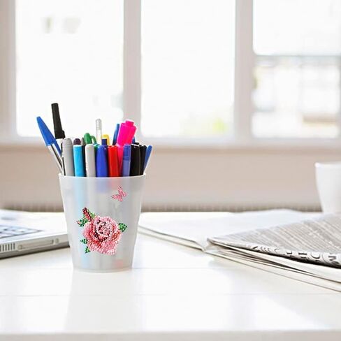 Alloyseed 4pcs Diamond Painting Stickers Kits for Kids 5D Pink Flowers DIY Diamonds Paint by Numbers Art Handmade Craft for Beginners Stickers Gift for Children Boys Girls in Kuwait