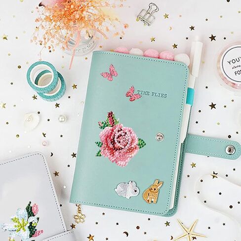 Alloyseed 4pcs Diamond Painting Stickers Kits for Kids 5D Pink Flowers DIY Diamonds Paint by Numbers Art Handmade Craft for Beginners Stickers Gift for Children Boys Girls in Kuwait