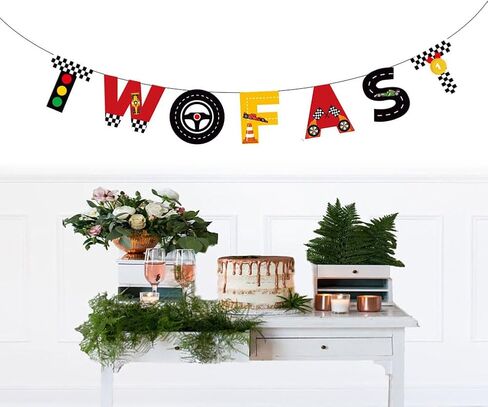 لافتة سيارة سباق تو سريعة، زينة حفلة عيد ميلاد سعيد الثاني للاطفال الاولاد / البنات in Kuwait