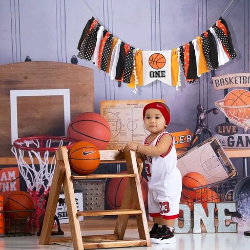 لافتة كرسي مرتفع لكرة السلة - زينة حفلة عيد الميلاد الاول/الاول لكرة السلة، لافتة كرسي مرتفع للاولاد لكرة السلة، لافتة كرسي مرتفع لعيد الميلاد الرياضي، دعامة تصوير كرة السلة سماش كيك in Kuwait