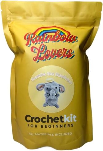 RAINBOWLOVERS Amigurumi ألعاب الكروشيه اليدوية DIY مجموعة المواد دمى الكروشيه للأطفال والفتيات (دامبو الفيل) in Kuwait