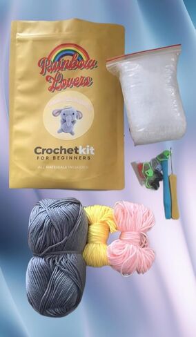 RAINBOWLOVERS Amigurumi ألعاب الكروشيه اليدوية DIY مجموعة المواد دمى الكروشيه للأطفال والفتيات (دامبو الفيل) in Kuwait