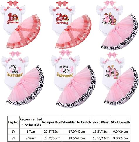 Baby Girl 1st Birthday Outfit Farm Cow Ladybug Romper Tutu Skirt Headband Christmas Bee Cake Smash Photo Shoot Clothes in Saudi Arabia