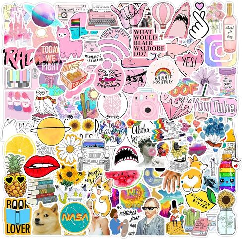100pcs VSCO Aesthetic Stickers, Vinyl Waterproof Stickers for Water Bottles, laptops, Phones, Guitars, Luggage Skateboard Stickers, Suitable for Adults and Teens in Saudi Arabia