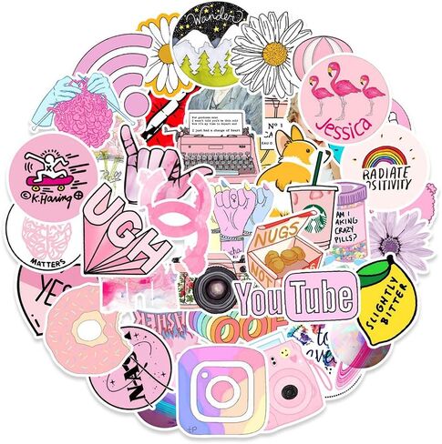 100pcs VSCO Aesthetic Stickers, Vinyl Waterproof Stickers for Water Bottles, laptops, Phones, Guitars, Luggage Skateboard Stickers, Suitable for Adults and Teens in Saudi Arabia