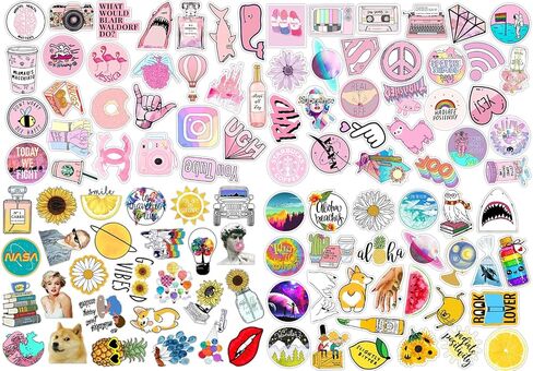 100pcs VSCO Aesthetic Stickers, Vinyl Waterproof Stickers for Water Bottles, laptops, Phones, Guitars, Luggage Skateboard Stickers, Suitable for Adults and Teens in Saudi Arabia