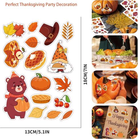 ملصقات عيد الشكر للأطفال، ملصقات زينة عيد الشكر، ملصقات الخريف للأطفال، 16 ورقة ملصقات ديك رومي لعيد الشكر السعيد لأظرف بطاقات الهدايا، لوازم الفصول الدراسية لحفلات عيد الشكر in Kuwait
