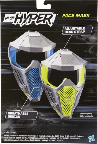 NERF Hyper Face-Mask - Breathable Design, Adjustable Head Strap, Green Team Color - for Teens,-Adults in Kuwait