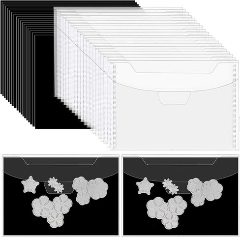 FSWCCK 40 قطعة من حقيبة تخزين الطوابع والقوالب وأوراق مغناطيسية مطاطية، حافظة مغلف جيب للتخزين، قوالب قطع استنسل Oragnizer لقطع القوالب DIY سكرابوكينغ in Kuwait