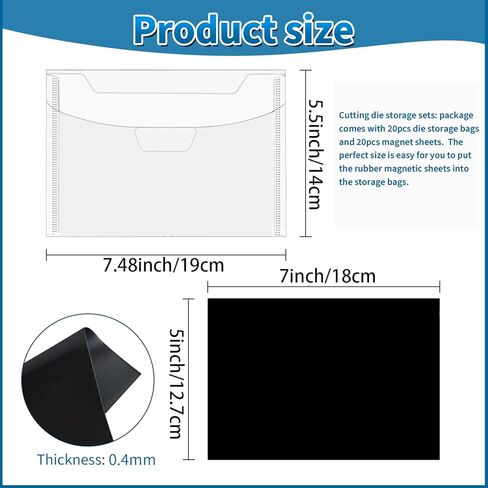 FSWCCK 40 قطعة من حقيبة تخزين الطوابع والقوالب وأوراق مغناطيسية مطاطية، حافظة مغلف جيب للتخزين، قوالب قطع استنسل Oragnizer لقطع القوالب DIY سكرابوكينغ in Kuwait