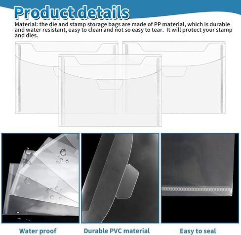 FSWCCK 40 قطعة من حقيبة تخزين الطوابع والقوالب وأوراق مغناطيسية مطاطية، حافظة مغلف جيب للتخزين، قوالب قطع استنسل Oragnizer لقطع القوالب DIY سكرابوكينغ in Kuwait