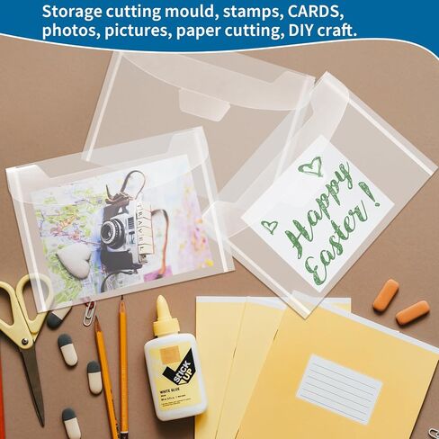 FSWCCK 40 قطعة من حقيبة تخزين الطوابع والقوالب وأوراق مغناطيسية مطاطية، حافظة مغلف جيب للتخزين، قوالب قطع استنسل Oragnizer لقطع القوالب DIY سكرابوكينغ in Kuwait