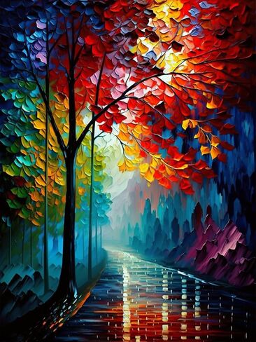 Cuneai DIY 5D Diamond Painting Street Scene, Paint with Diamonds Art Oil Painting Crystal Embroidery Cross Stitch Round Drill by Number Kits for Home Wall Decoration Handicrafts 12x16 inch in Kuwait