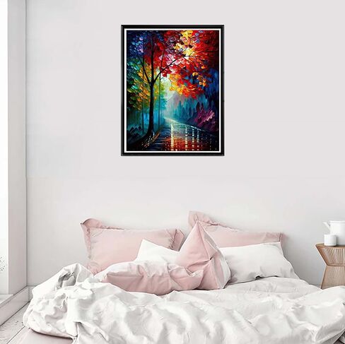 Cuneai DIY 5D Diamond Painting Street Scene, Paint with Diamonds Art Oil Painting Crystal Embroidery Cross Stitch Round Drill by Number Kits for Home Wall Decoration Handicrafts 12x16 inch in Kuwait