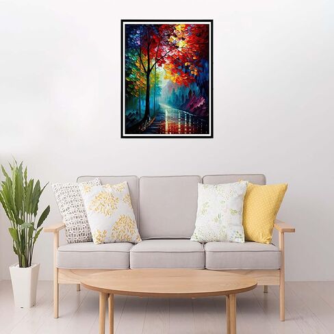 Cuneai DIY 5D Diamond Painting Street Scene, Paint with Diamonds Art Oil Painting Crystal Embroidery Cross Stitch Round Drill by Number Kits for Home Wall Decoration Handicrafts 12x16 inch in Kuwait
