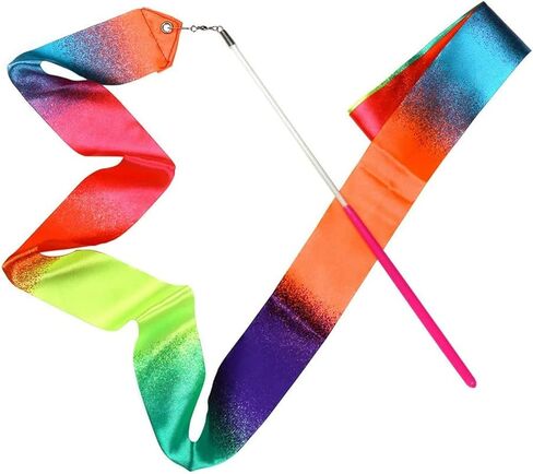 20 Pieces Ribbon Wands for Kids, 2 Meter Ribbon Dancer Wand, Dance Ribbons for Girls Party Favors, Rainbow Dancing Ribbon Decorations, Birthday Party Supplies, Gymnastics Wedding Dance Streamers in Kuwait