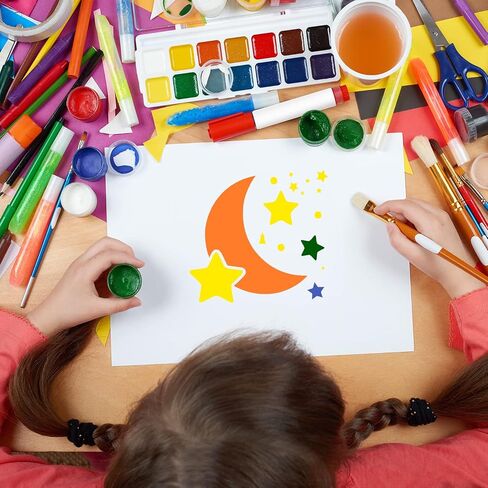 13 Pcs Moon Star Stencil Clouds Stencil Reusable Star Planet Plastic Sun Stencil for Painting on Wood Wall Notebook Drawing Painting Craft Project in Saudi Arabia