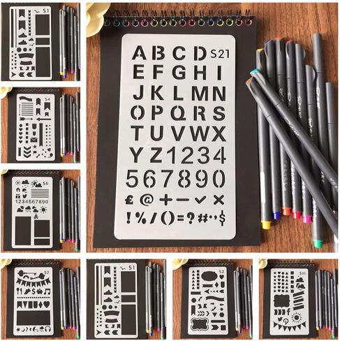 مجموعة 24 قطعة من استنسل المجلات للأطفال المراهقين مقاس 4 × 7 بوصة دفتر قصاصات دفتر يوميات قوالب رسم DIY لمخطط مذكرات رصاصة من RuiChy in Kuwait