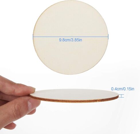 100 قطعة من الدوائر الخشبية مقاس 4 انش، قطع خشبية دائرية غير مكتملة، شرائح خشبية مستديرة طبيعية للمشروبات والحرف اليدوية وقواعد الاكواب والطلاء والتلوين والنقش بالليزر والديكورات in Kuwait