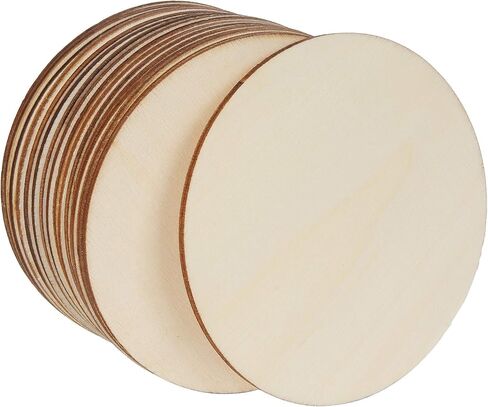 100 قطعة من الدوائر الخشبية مقاس 4 انش، قطع خشبية دائرية غير مكتملة، شرائح خشبية مستديرة طبيعية للمشروبات والحرف اليدوية وقواعد الاكواب والطلاء والتلوين والنقش بالليزر والديكورات in Kuwait