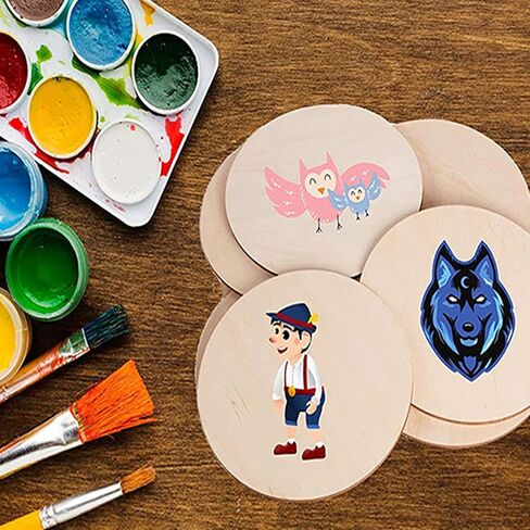 100 قطعة من الدوائر الخشبية مقاس 4 انش، قطع خشبية دائرية غير مكتملة، شرائح خشبية مستديرة طبيعية للمشروبات والحرف اليدوية وقواعد الاكواب والطلاء والتلوين والنقش بالليزر والديكورات in Kuwait