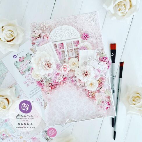 مجموعة افيك امور من بريما ماركيتنج - عبوة لهواة الجمع مع وسادة ورقية مقاس 12 × 12 انش وطبعة ايفيميرا وبطاقات وتذاكر ولوح خشب مضغوط وزهور in Kuwait