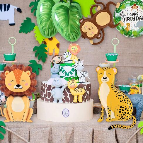 KEFAN Jungle Animals Birthday Party Decoration, Baby's 1st Birthday Animal Foil Balloon Set for 1st Birthday Jungle Animal Theme Party (1) in Kuwait