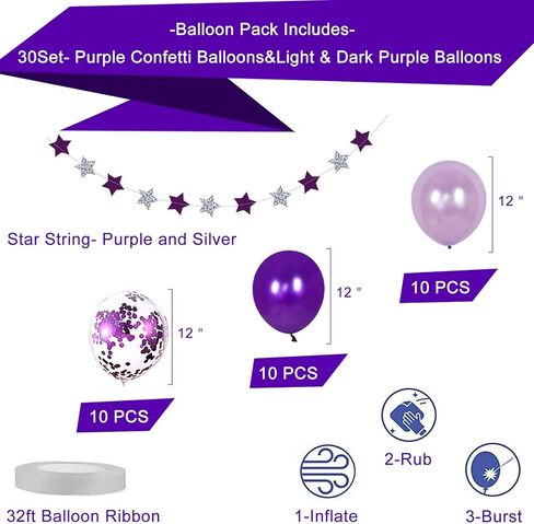 زينة عيد الميلاد للفتيات والنساء، ديكورات الحفلات الأرجوانية مع زينة عيد ميلاد سعيد مع لافتة من الرايات، بالونات، بومبوم، دوامة معلقة لبدلة ديكور حفلات الذكرى السنوية والخطوبة in Kuwait