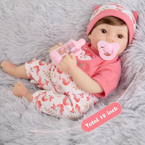 Aorikiz Reborn Baby Doll - 18 Inch Realistic Newborn Baby Dolls Boy - Real Life Soft Weighted Body Lifelike Baby Doll Gift Set with Gift Box for Kids Age 3+ in Saudi Arabia
