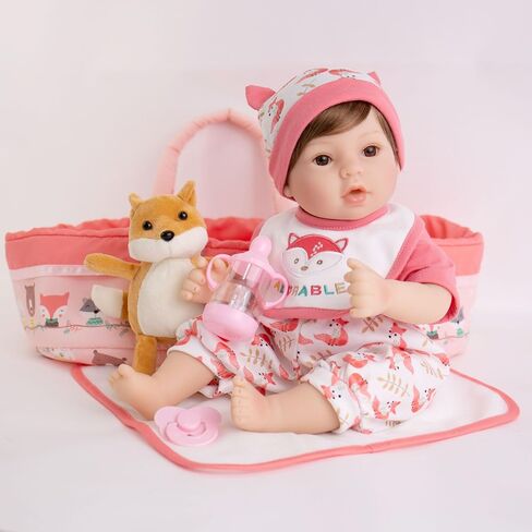 Aorikiz Reborn Baby Doll - 18 Inch Realistic Newborn Baby Dolls Boy - Real Life Soft Weighted Body Lifelike Baby Doll Gift Set with Gift Box for Kids Age 3+ in Saudi Arabia