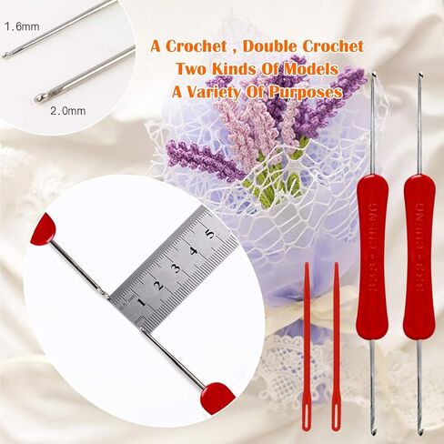 Crochet Thread Kit Size 3 Cotton Threads Balls kit 40 Popular Rainbow Colors with Free Set of 2 Crochet Hooks and 2pcs Knitting Needles for Beginners and Experienced Crochet Enthusiast in Kuwait