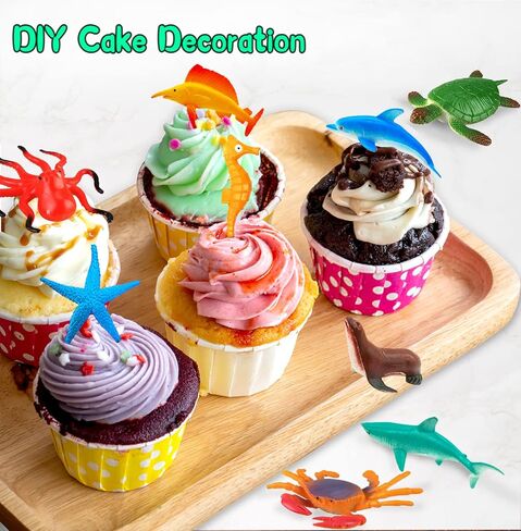 لعبة حيوانات بحر المحيط، 38 قطعة من ألعاب الاستحمام على شكل حيوانات صغيرة، تماثيل واقعية تحت الحياة البحرية، سمكة قرش للأطفال الصغار والأطفال والأولاد والبنات تعليم عيد الميلاد هدية عيد ميلاد كعكة كب كيك توبر in Kuwait