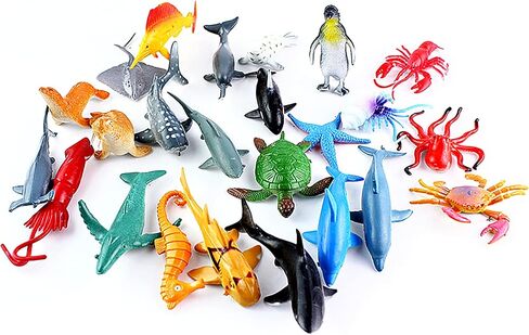 لعبة حيوانات بحر المحيط، 38 قطعة من ألعاب الاستحمام على شكل حيوانات صغيرة، تماثيل واقعية تحت الحياة البحرية، سمكة قرش للأطفال الصغار والأطفال والأولاد والبنات تعليم عيد الميلاد هدية عيد ميلاد كعكة كب كيك توبر in Kuwait