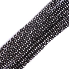 GEM-Inside 2X4mm Genuine Black Hematite Non-Magnetic Gemstone Loose Beads Roundelle Beads for Jwelry Making Strand 15 Inches
