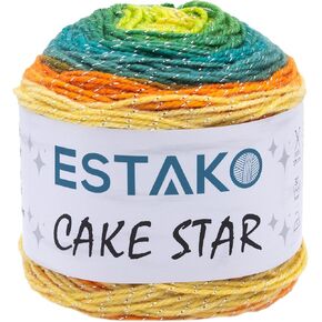 Estako Cake Star 95% Acrylic 5% Polyester Metallic Multicolor Yarn, DK - Light Worsted #3 for Crochet and Knitting 3.5 Oz (100g) / 394 Yrds (360m) (Color - 320)