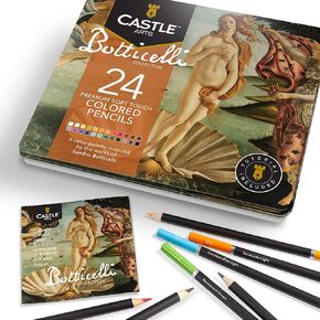 مجموعة أقلام رصاص ملونة مكونة من 24 لونًا تحت عنوان Castle Arts في صندوق من الصفيح، ألوان "صور شخصية" مثالية. تتميز بالجودة والنوى الملونة الناعمة وأداء المزج والطبقات الفائق لتحقيق نتائج واقعية in Kuwait