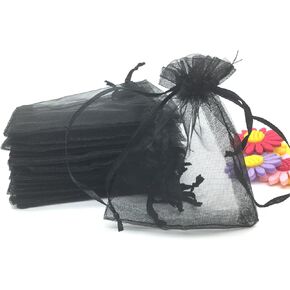 50PCS 12x16 Inches Organza Gift Bags with Drawstring Gift Packaging Big Bags (Black)