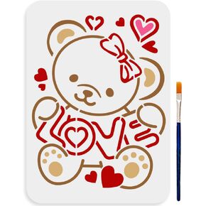 MAYJOYDIY Couple Holding Umbrella Stencils 11.8×11.8inch Valentine's Day Love Drawing Painting Templates with Paint Brush Romantic Love Template for Wood Window Furniture Fabric Canvas Home Decor