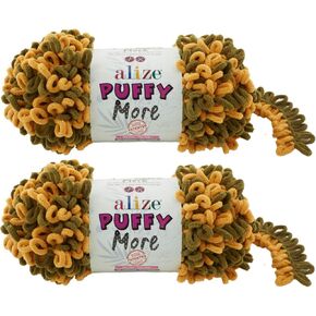 Alize Puffy Yarn المزيد من خيوط Alize Loop Yarn لبطانية الأطفال مجموعة من 2skn 300gr 25yds 100% بوليستر دقيق بدون إبر ولا خطافات غزل ناعم (6270) in Kuwait