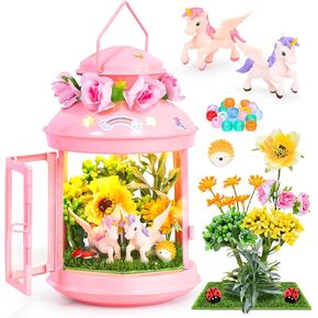 جي سي اصنع مصباح ليلي يونيكورن الخاص بك للفنون والحرف اليدوية، مصباح معدني محمول باللون الزهري لتزيين غرفة الحديقة، هدية عيد ميلاد، مجموعة العاب يونيكورن للاعمار من 4 5 6 7 8-10 سنوات in Kuwait