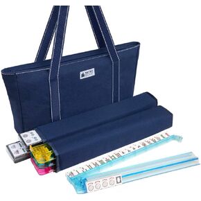 American Mah Jongg Set - 166 Premium White Tiles, 4 All-in-One Rack/Pushers, Blue Canvas Bag in Saudi Arabia