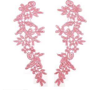 PEPPERLONELY زوج واحد من رقع تزيين الزهور من الدانتيل الأسود لتزيين حرفة الخياطة والتطريز، 24.5 × 8.5 سم in Kuwait