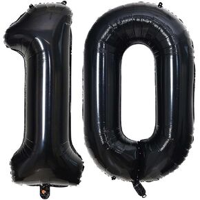 بالون رقم فضي من Lovoir مقاس 40 بوصة، 10 بالونات كبيرة الحجم من رقائق مايلر من رقائق الهيليوم الفضية لحفلات أعياد الميلاد العاشرة وديكورات حفلات التخرج والذكرى السنوية ذات جودة ممتازة