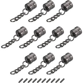 uxcell Tassel Cord End Cap with Screw, 15Pcs 0.63"/16mm Glue in Barrel End Caps for Tassel Jewelry Making Bags Strap DIY, Dark Grey