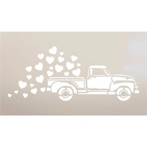 استنسل عيد الحب للشاحنة القديمة - قلوب من StudioR12 | قالب مايلر قابل لإعادة الاستخدام | طلاء الخشب علامة | عطلة المزرعة الريفية | حرفة DIY ديكور المنزل خمر | اختر المقاس صغير - كبير (10.5 × 6 بوصات) in Kuwait