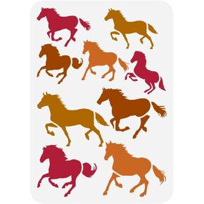 FINGERINSPIRE Horse Border Painting Stencil 8.3x11.7 inch Plastic PET Running Horses Stencil for Painting Hollowed Galloping Horse Drawing Template Animal Theme Stencil for Wall Furniture Decoration