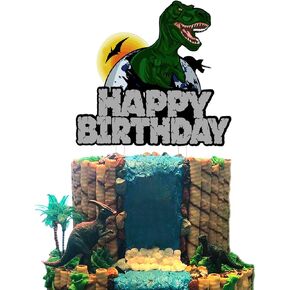 Dinosaur Happy Birthday Cake Topper, T-Rex Smash Cake Topper, Boys Birthday Party Decoration, Dinosaur Party Supplies