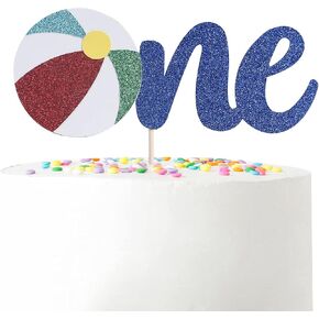 Beach Theme 1st Birthday Cake Topper - Pool Party Cake Decoration, Summer Party Supplies, Birthday Carnival, Photo Booth Props, Baby's First Birthday Cake Topper