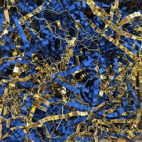 Crinkle Cut Paper Shred Filler (1/2 LB) for Valentine's Day Gifts Craft DIY's Packaging,Navy Blue&Gold Shredded paper for Gift Box, Wrapping & Basket Filling for Christmas, Halloween & Wedding Decorations ( Navy Blue&Gold）